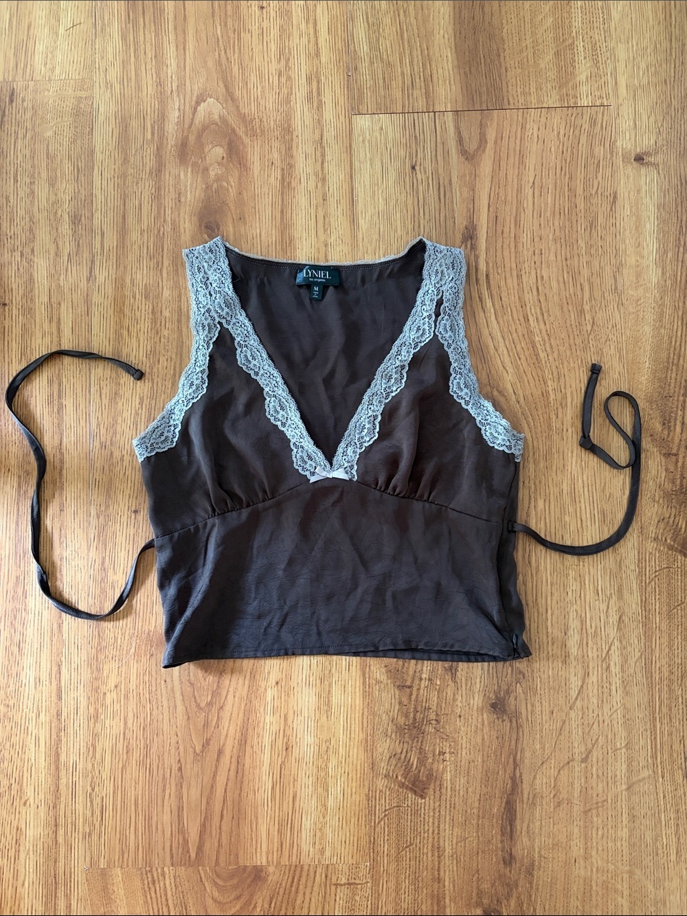 Lyniel Brown Lace-Trim V-Neck Camisole Size M